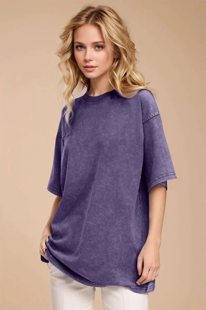 Basic Bae Round Neck Half Sleeve T-Shirt for Women - Love Salve